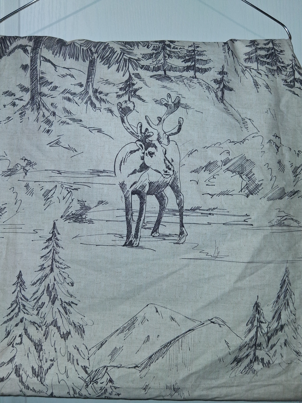 Pottery Barn Rustic Forest Shower Curtain, 72", Deer Cabin Winter Woods - Picture 9 of 9